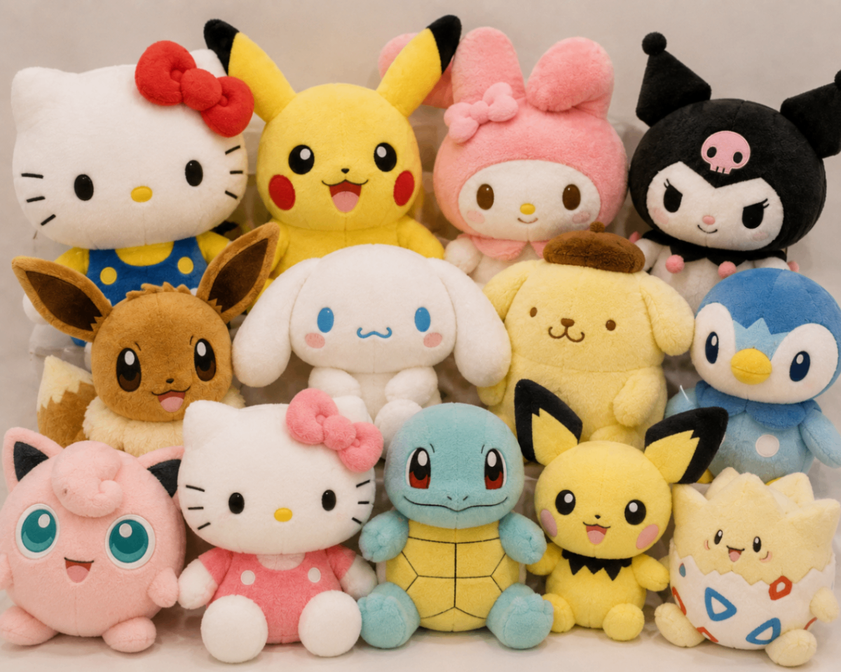 Colorful plush toy prizes and stuffed animals available to win at Hawaii Klaws